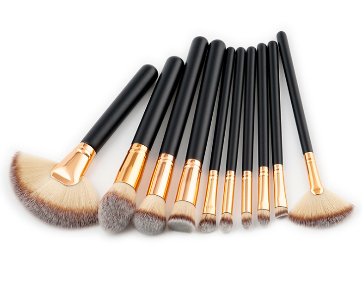 Vegan hair 10 piece makeup brushes set