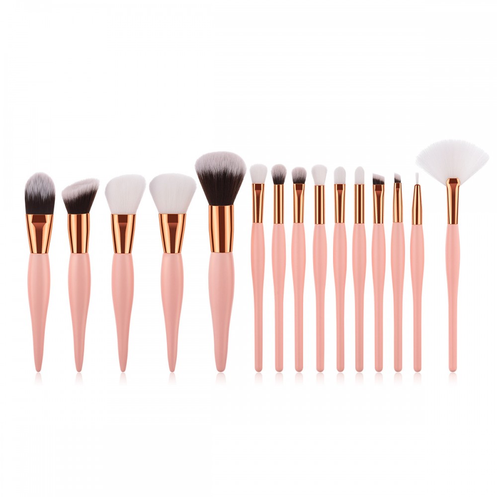 Pink/gold 15 piece makeup brushes kit