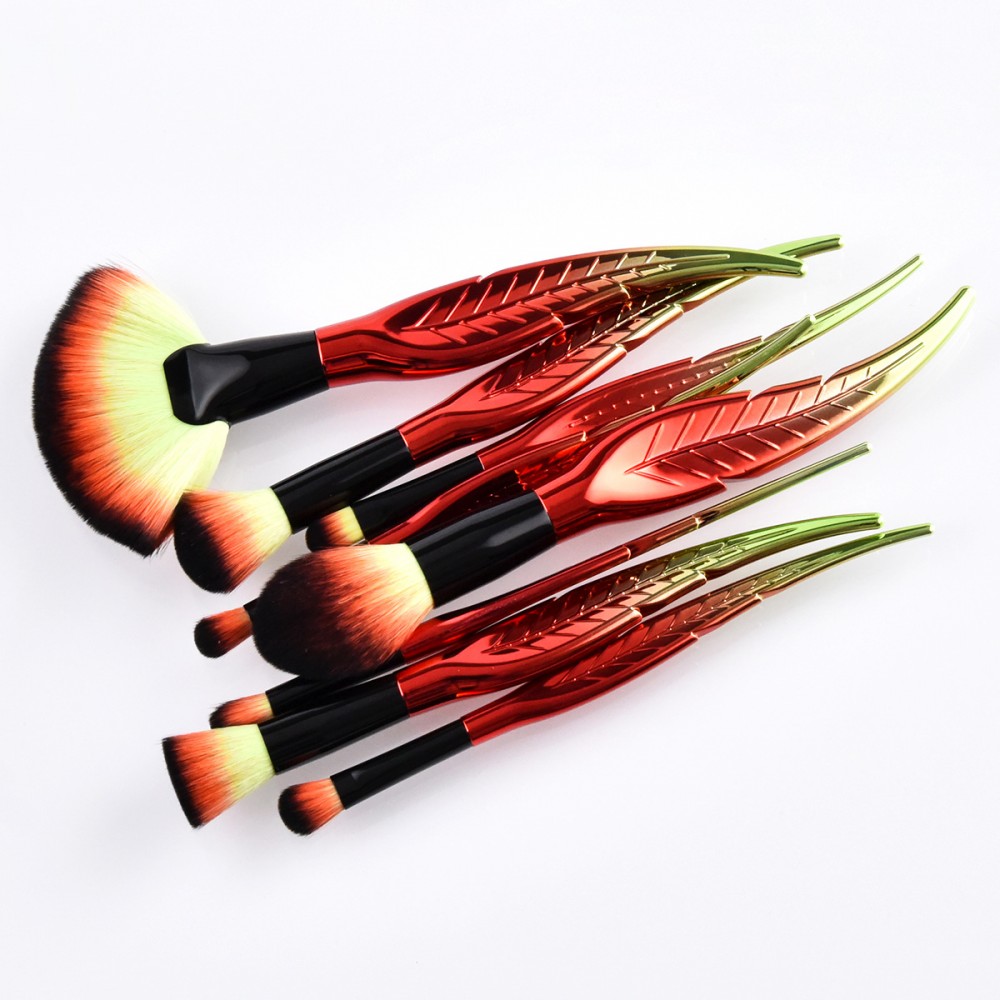 Leaf handle design makeup brushes set