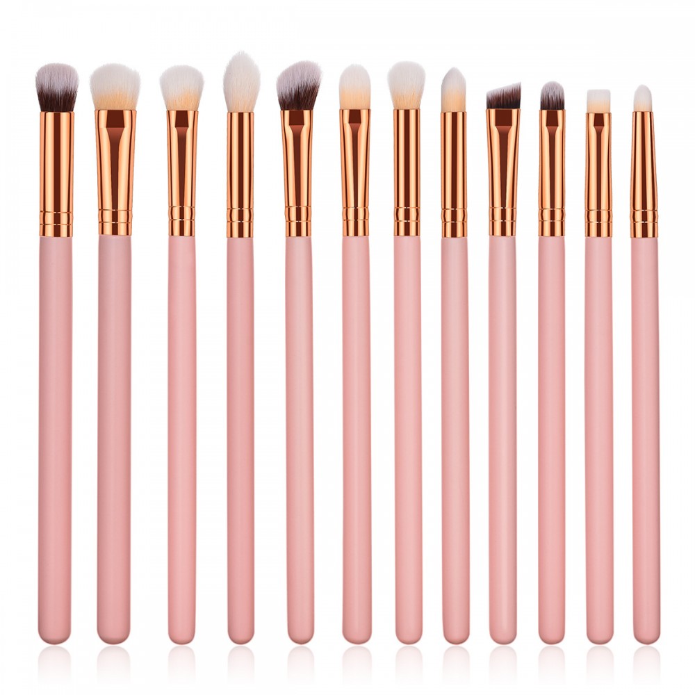 Professional  12 piece pink/gold eye brushes set