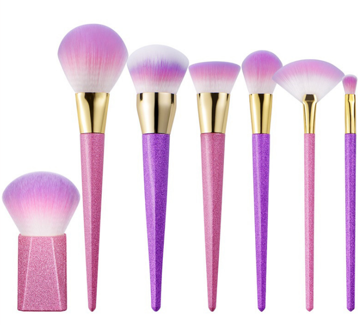 7 piece Frosted makeup brushes kit