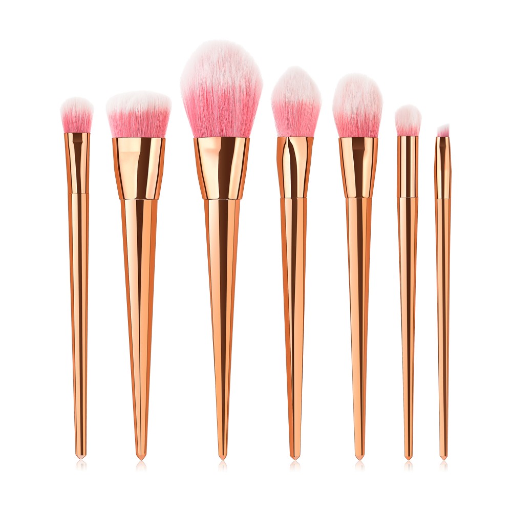Rose gold 7 piece makeup brushes set