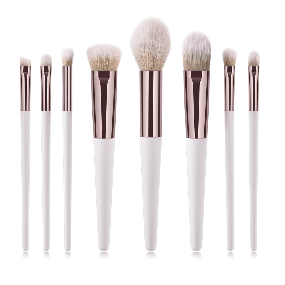 Quality white/grey 8 piece makeup brushes set