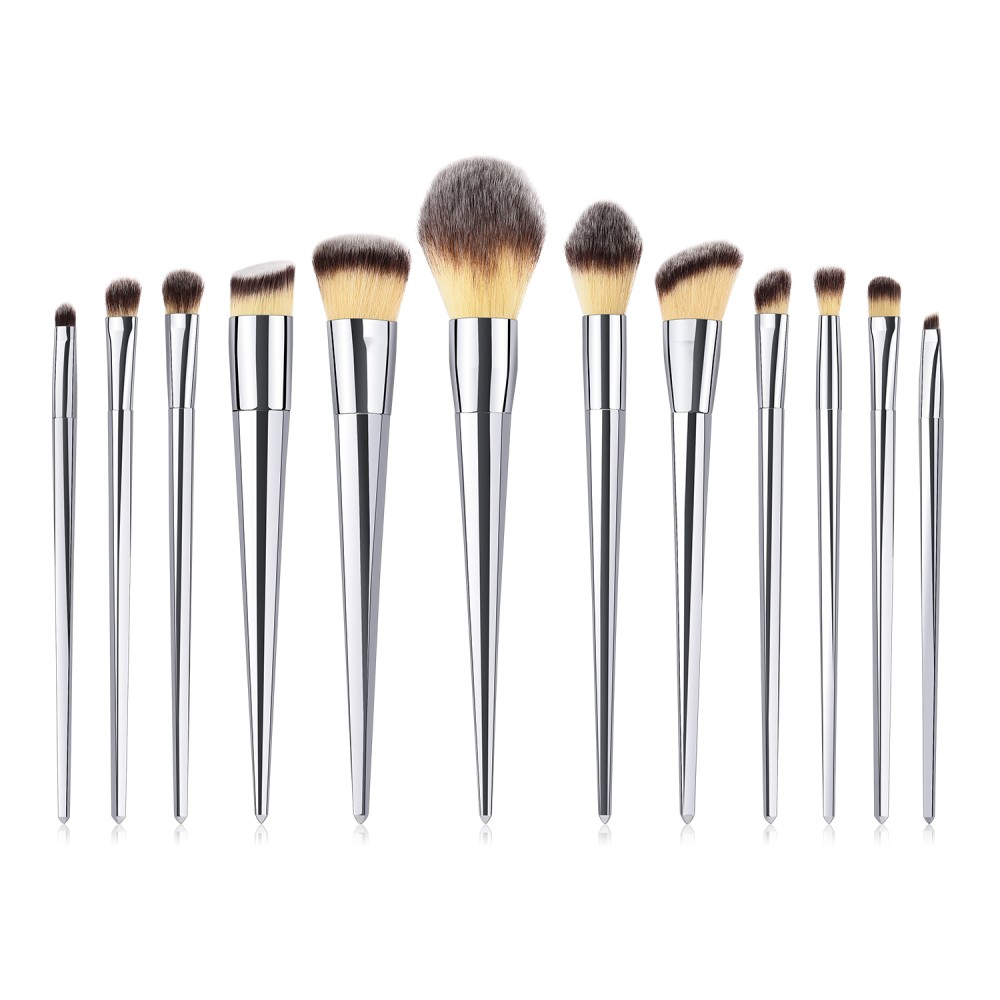 Metallic 12 piece makeup brushes set