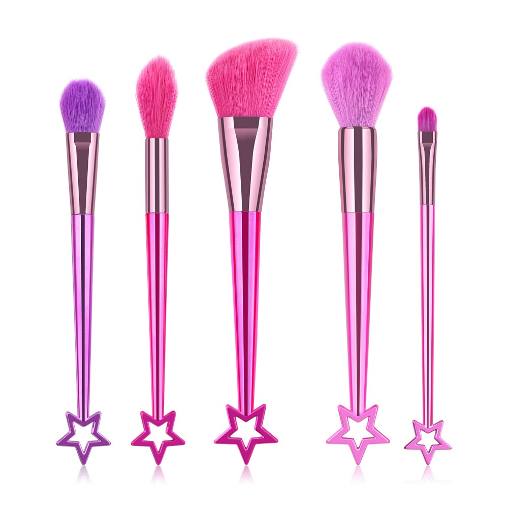 Star shape design 5 piece makeup brushes set
