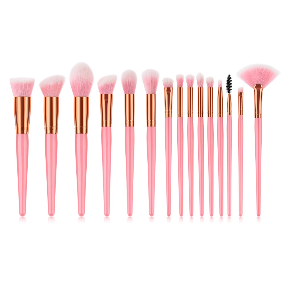 Professional pink 15 pcs makeup brushes set