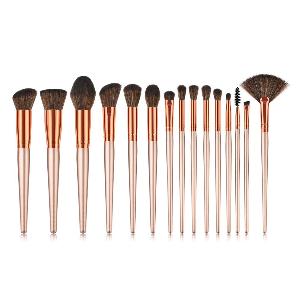 Brown 15 piece makeup brushes set