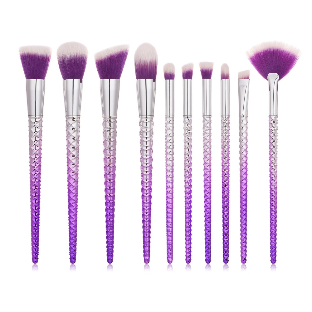 Violet 10 piece makeup brushes set