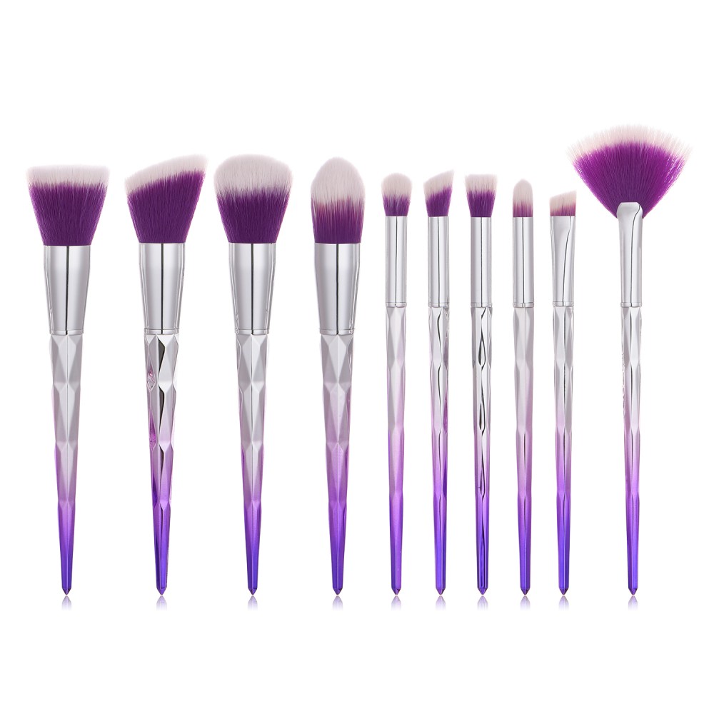 Diamond violet 10 piece makeup brushes set