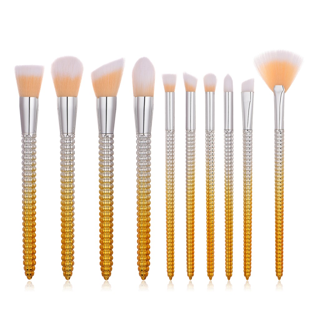 Corn handle 10 piece makeup brushes set - yellow