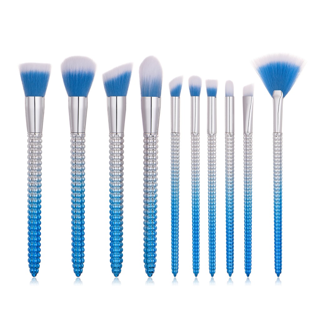 Corn blue 10 piece makeup brushes set