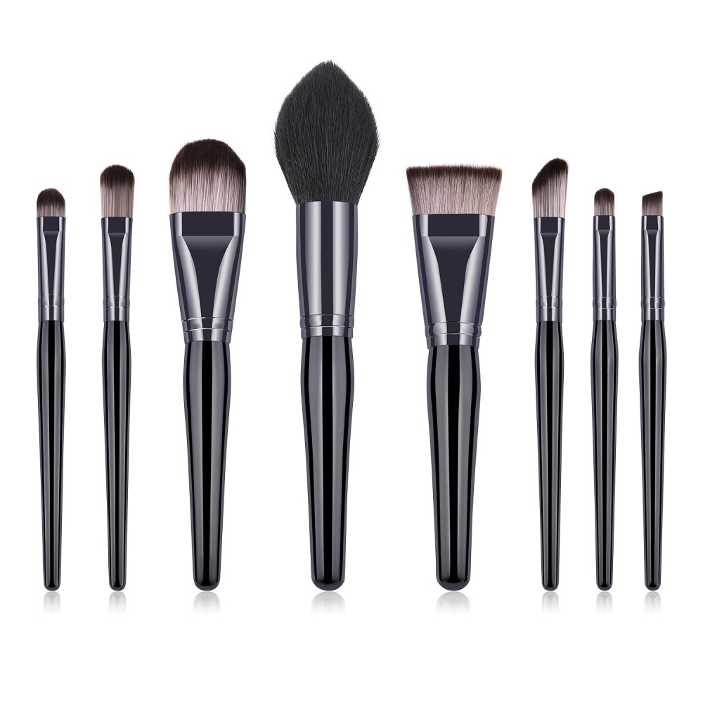 Black 8 piece makeup brush kit