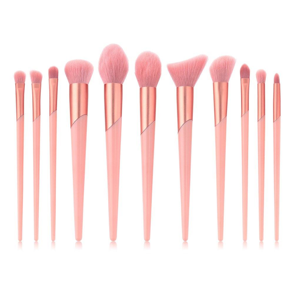 Luxury pink 11 piece makeup brush set