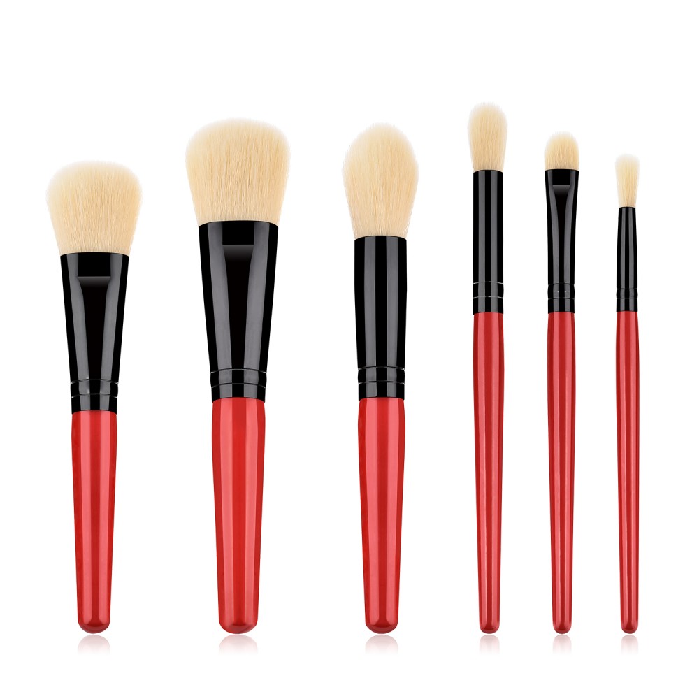 Red travel makeup brushes set 5 pieces
