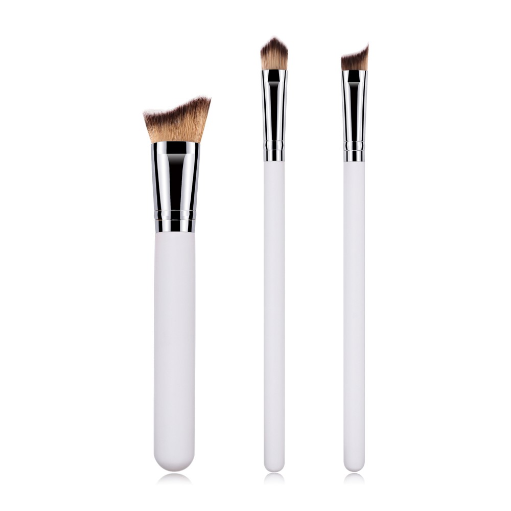 White/silver flawless beauty makeup brushes set
