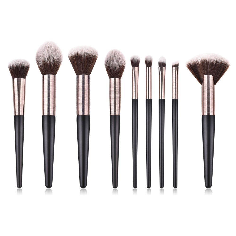 Luxury 9 piece cosmetic makeup brushes kit