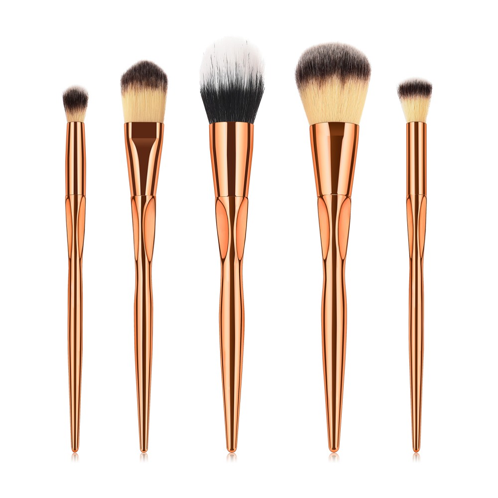 Gold 5 piece makeup brushes set