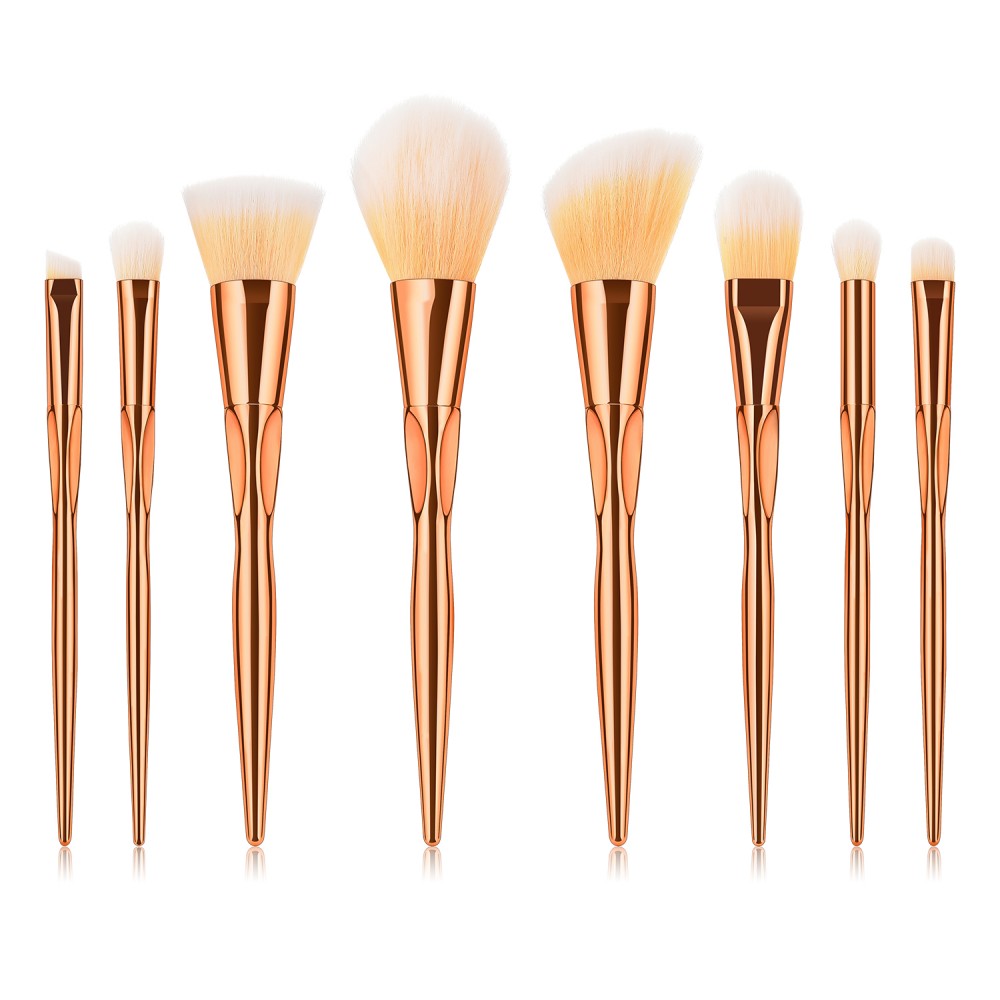 Gold 8 piece metallic makeup brush set