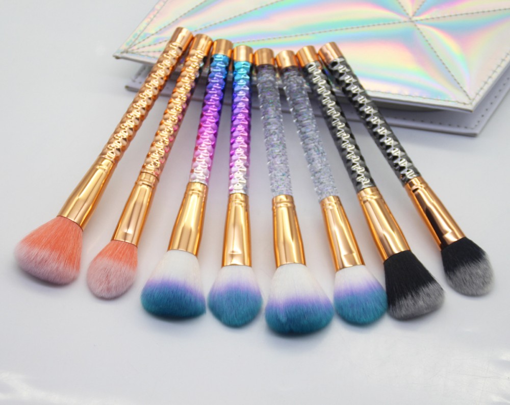 Rainbow 8 piece makeup brushes set