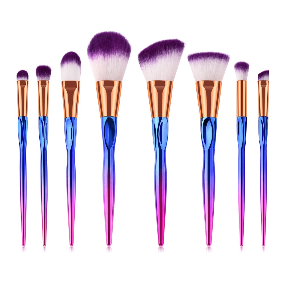 Gradient 8 piece makeup brushes set