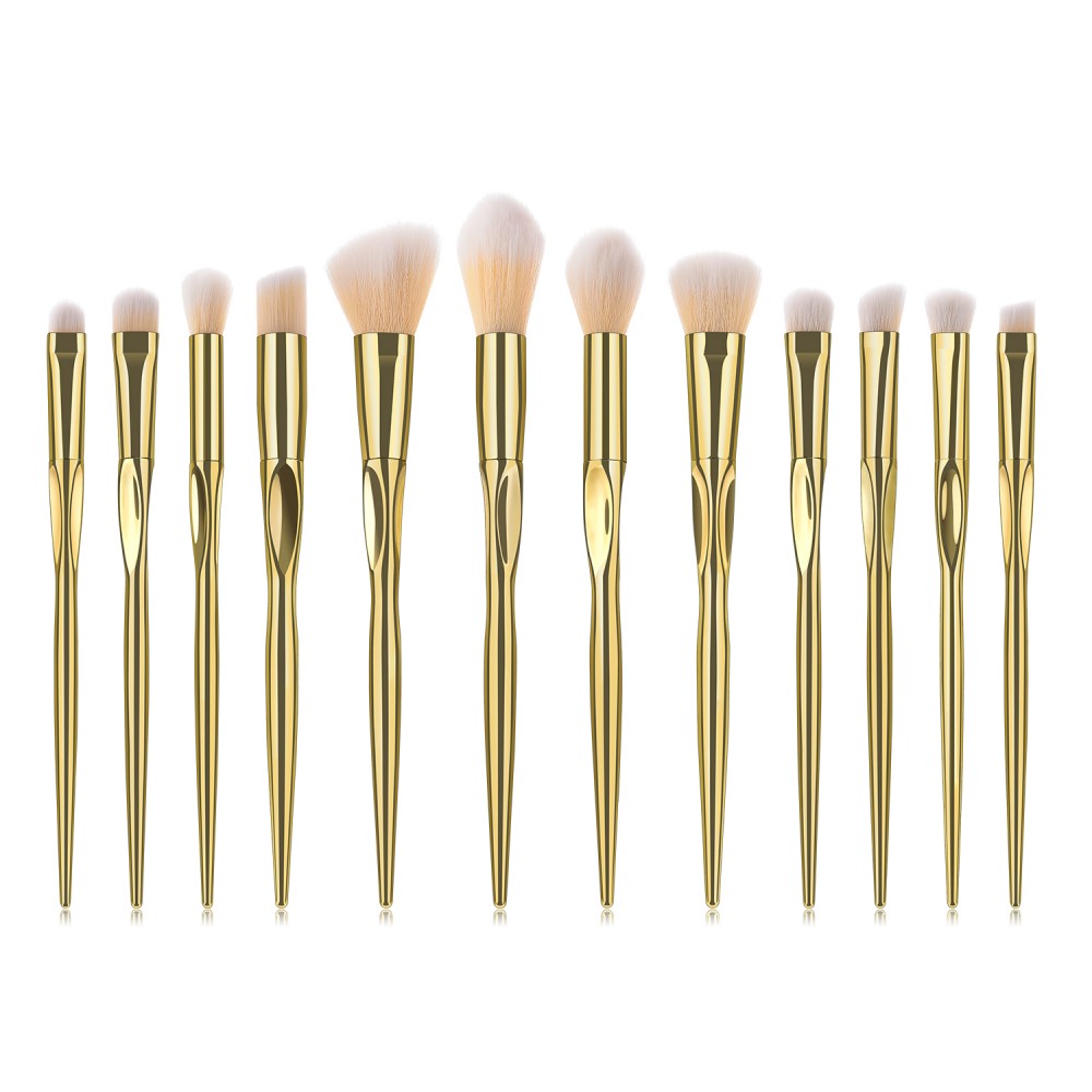 Gold 12 piece cosmetic brushes kit