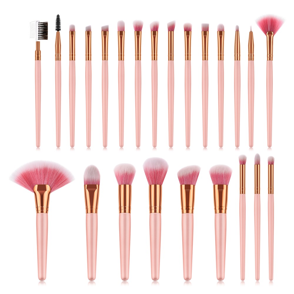 Professional 24 piece pink makeup brushes kit