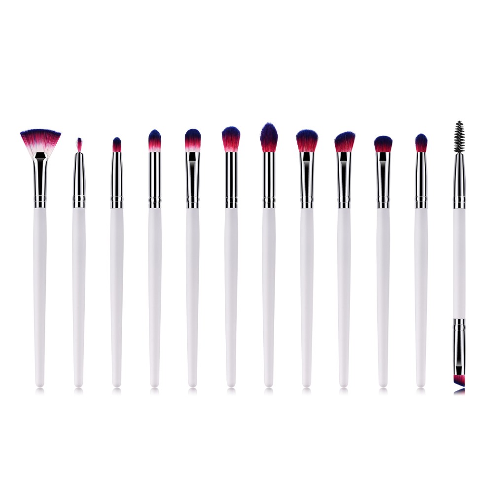 White 12 piece eyeshadow makeup brushes kit