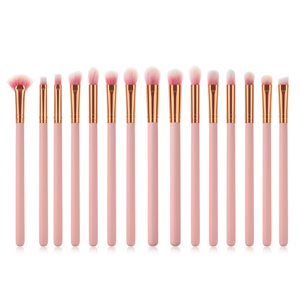 Pink 15 piece eye makeup brushes kit