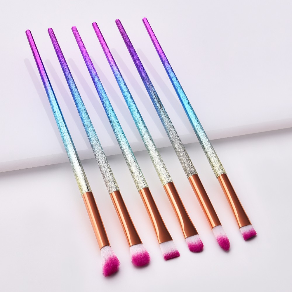 Rainbow 6 piece eye brushes set for makeup