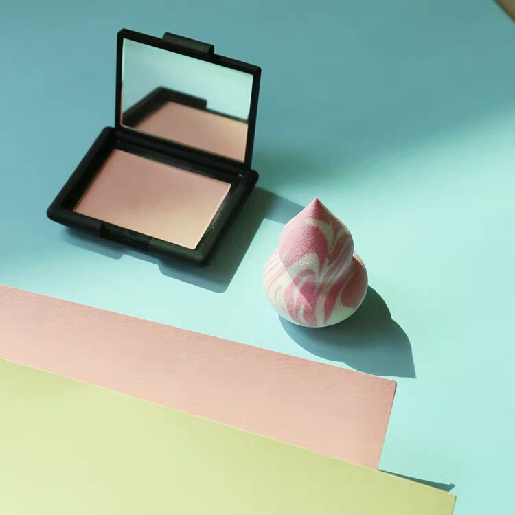 Unique shape pink marble makeup sponge
