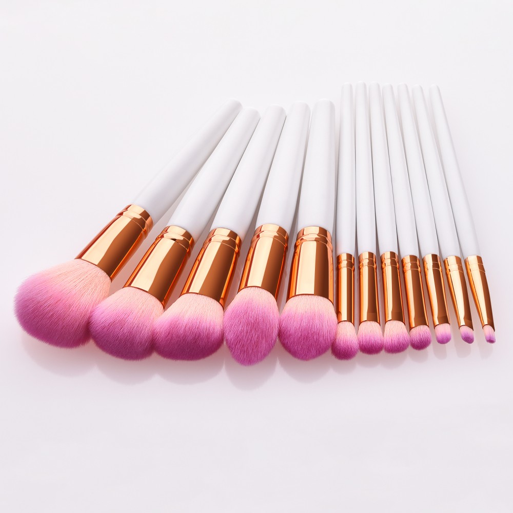 gradient pink makeup brushes set 12 pieces